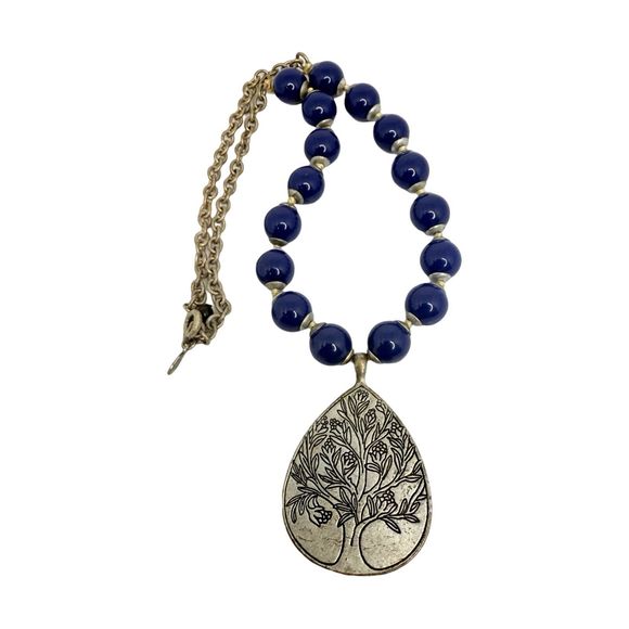 Liz Claiborne Blue Lapis Tree Of Life Pendant Necklace 18” Reflection & Faith - Picture 14 of 16